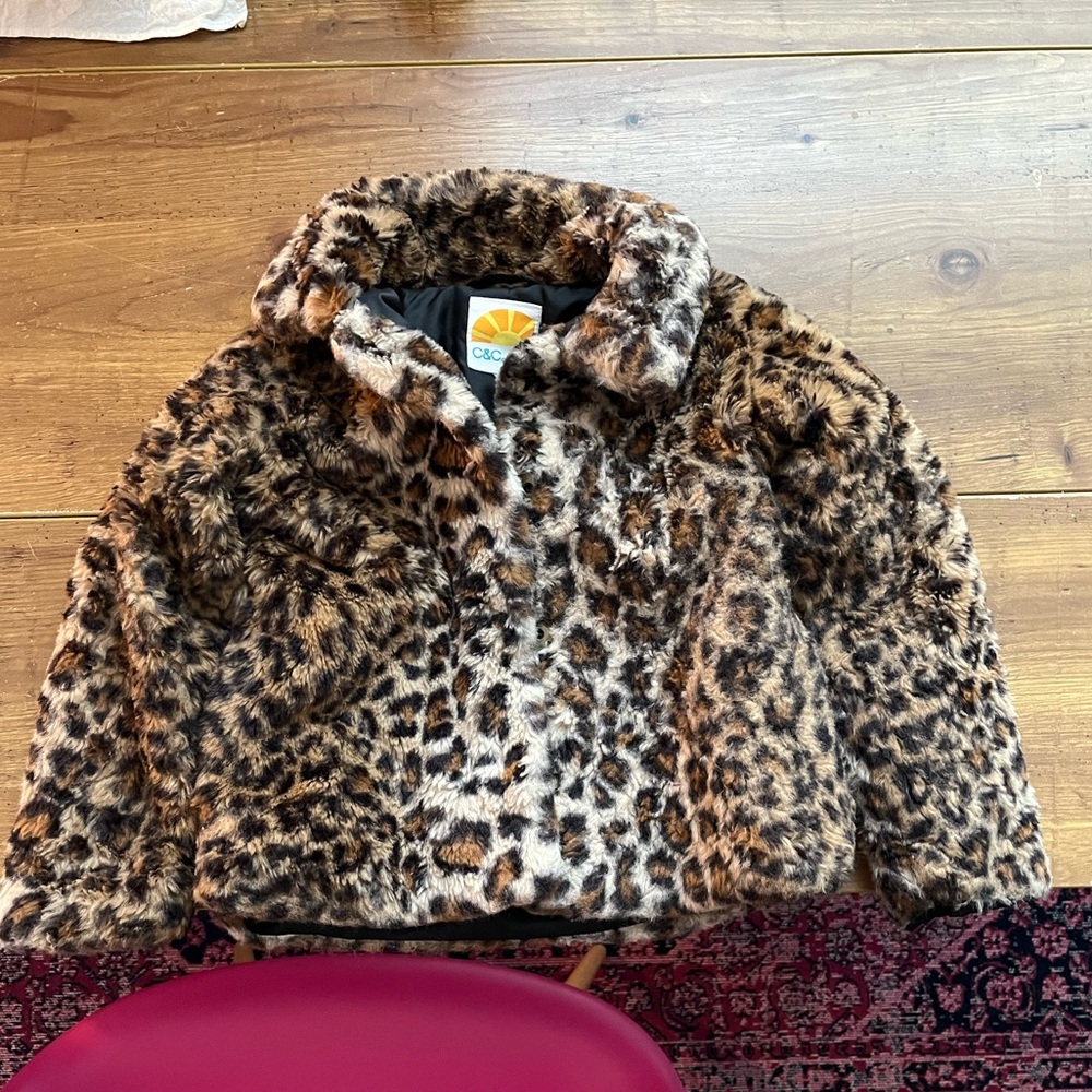C&C toddler faux fur leopard jacket size 3/4/5